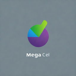 Logo of a mobile company called 'Mega Cell', featuring sleek modern design elements, with a bold color scheme emphasizing technology and connectivity.