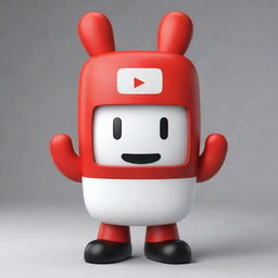 Design an imaginative, appealing mascot for YouTube using the platform's recognizable red, white and black color scheme. The mascot should embody elements of video-sharing, community, and creativity.