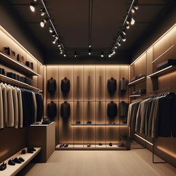 Create a design for one wall for clothing shop, which 20 feet wall. Add some unique style and mostly hanging system. It is for mens wear