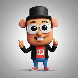 Create a unique, 2D mascot for a YouTube channel. The mascot should be striking and memorable, encapsulating the spirit of online creativity and video sharing.