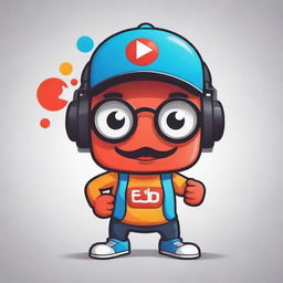 Illustrate a 2D mascot for a YouTube channel, made with striking colors and memorable design that embodies the spirit of online creativity and video sharing.