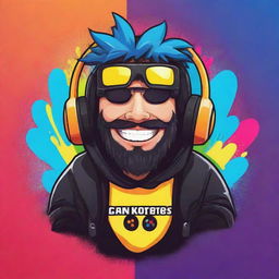 Design a funky, cool, 2D gamer-themed mascot for a YouTube channel. Use bright colors, gaming elements, and radiate a vibe of fun and innovation.