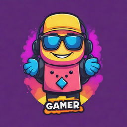 Design a funky, cool, 2D gamer-themed mascot for a YouTube channel. Use bright colors, gaming elements, and radiate a vibe of fun and innovation.