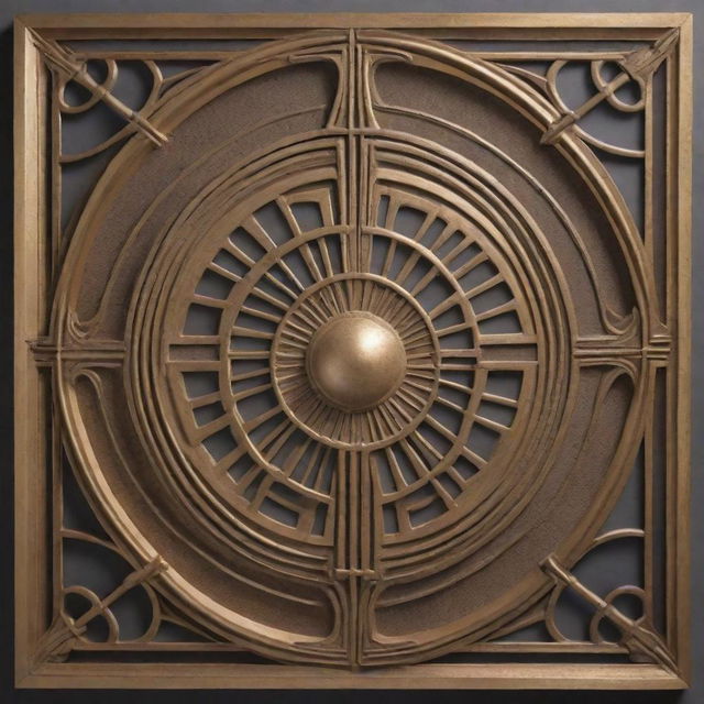 Create a 1920s Art Deco styled wall art, focusing on abstract formations and intricate details reminiscent of a ceiling design.