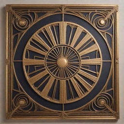 Create a 1920s Art Deco styled wall art, focusing on abstract formations and intricate details reminiscent of a ceiling design.