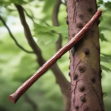 In the magical realm of Eldoria, the enchanted staff was carved from the ancient sweet gum tree, its reddish-brown wood resonating with powerful spells.
