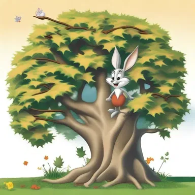 In the whimsical world of Looney Tunes, Bugs Bunny cleverly builds a shelter using the flexible branches of the sweet gum tree to outwit his adversaries.