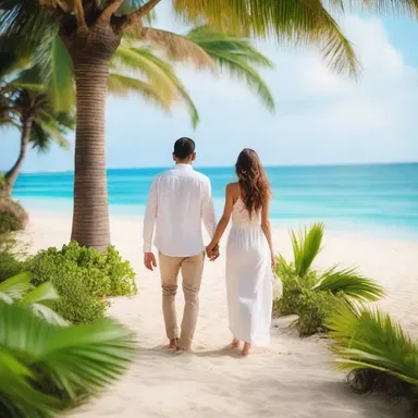 In a romantic setting, a couple may envisage a dreamy vacation on an exotic island, strolling hand in hand along the pristine beaches.