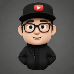 Modify the 2D mascot for YouTube channel 'IgnSpy' located at bottom left to don a black jacket and black glasses. He should also sport a black or white cap, maintaining the overall 2D style.