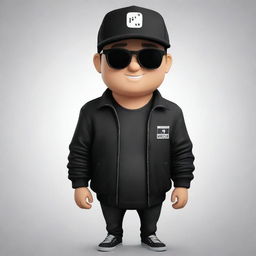 Transform the bottom left 2D mascot for the YouTube channel 'IgnSpy' by adding a stylish black jacket, black sunglasses, and either a black or white cap, enhancing his cool and trendy persona.