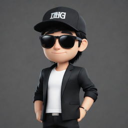 Transform the bottom left 2D mascot for the YouTube channel 'IgnSpy' by adding a stylish black jacket, black sunglasses, and either a black or white cap, enhancing his cool and trendy persona.