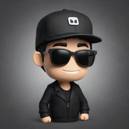 Transform the bottom left 2D mascot for the YouTube channel 'IgnSpy' by adding a stylish black jacket, black sunglasses, and either a black or white cap, enhancing his cool and trendy persona.