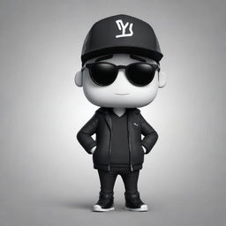 Alter the bottom-left 2D mascot for the 'IgnSpy' YouTube channel to sport a black jacket, black sunglasses, and a black or white cap. Develop his appearance into a more cartoonish style, enhancing his playful and engaging persona.