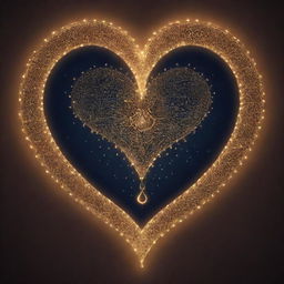 Illustrate a spiritual journey as per the metaphoric image of a heart morphed into a sacred map, brightly illuminated with the lights of Ramadan. Show treasures, signifying strength and connection with Allah, in Al-Emaan's upcoming Ramadan event.