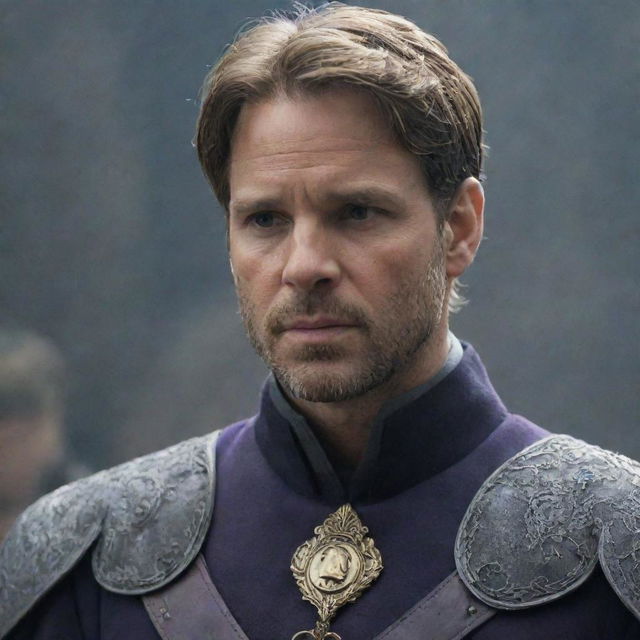 An emotionally intense scene capturing Prince Alaric torn between his love for Elara and his royal duties. His face reflecting a struggle between heart and responsibility.