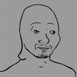 A high-quality digital art image, capturing Joe Rogan's likeness in the style of a Wojak meme