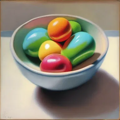 The artist depicted a still life painting of a bowl filled with gum elemi.