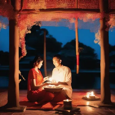 The couple enjoyed a romantic evening surrounded by the sweet aroma of burning gum elemi incense.