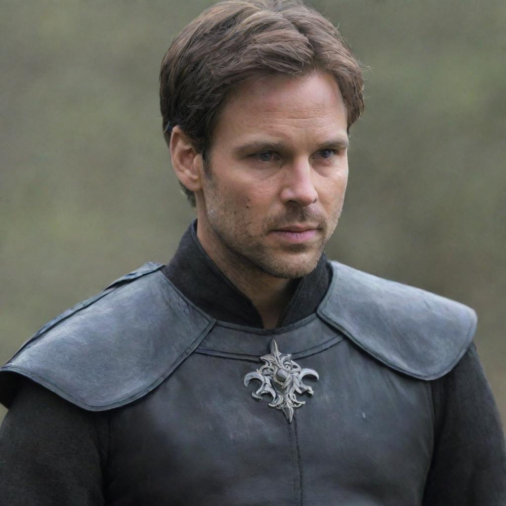 Show Prince Alaric in a powerful emotional struggle, torn between his duty as a prince and his passionate love for Elara, his conflict etched on his face.