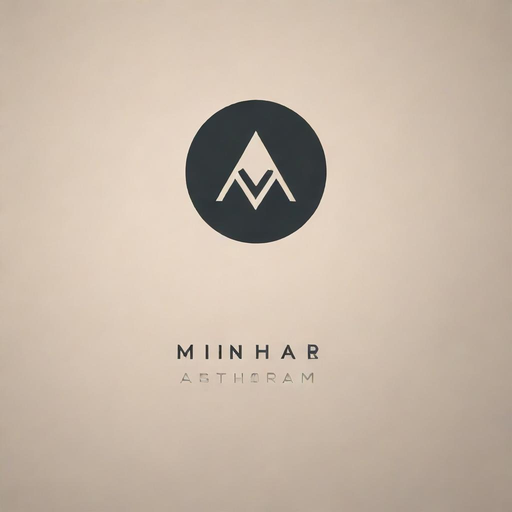 Create a professional and sleek logo with the words 'Minhaz Abraham'. Use a futuristic design aesthetic in neutral colors.