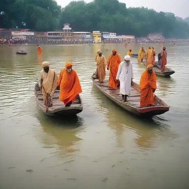 As the boat rocked back and forth while crossing the sacred river Ganges, some pilgrims started feeling seasick during their religious journey.