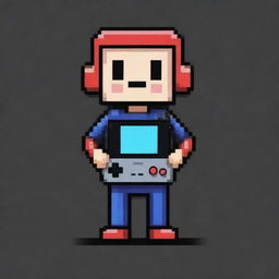 Design Pixel Pal, a 2D pixelated mascot for a YouTube channel. The mascot can be accessorized with different outfits, holding relevant props like a game controller, and including features like a speech bubble or a customizable sign for messages.