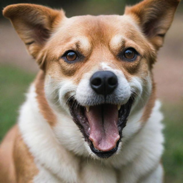 Enhance the previous image by intensifying the dog's ferocity and anger, making it appear more threatening