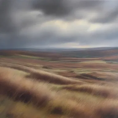 The artist captured the vastness and wild beauty of the moorland in their landscape painting.