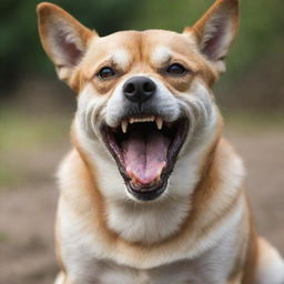 Maximize the dog's anger in the image, making its aggression extremely intense, with bared teeth and a bristling coat