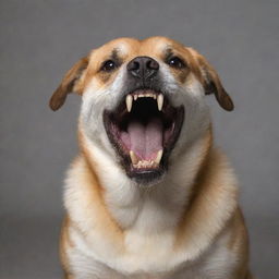 Maximize the dog's anger in the image, making its aggression extremely intense, with bared teeth and a bristling coat