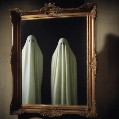The sudden startle of the ghostly figure appearing in the mirror made the audience scream in the horror movie.
