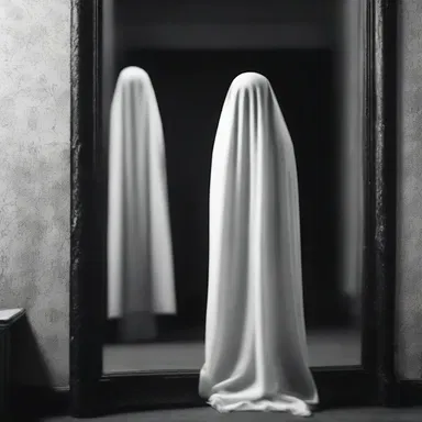 The sudden startle of the ghostly figure appearing in the mirror made the audience scream in the horror movie.