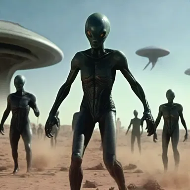 The alien invasion in the science fiction movie startled the characters in the film, causing chaos and panic.