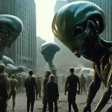 The alien invasion in the science fiction movie startled the characters in the film, causing chaos and panic.