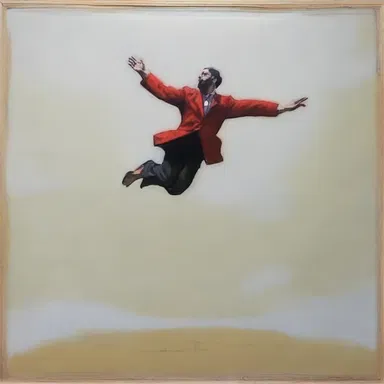 The artist created a series of paintings that depicted figures in mid-air, as if startled.