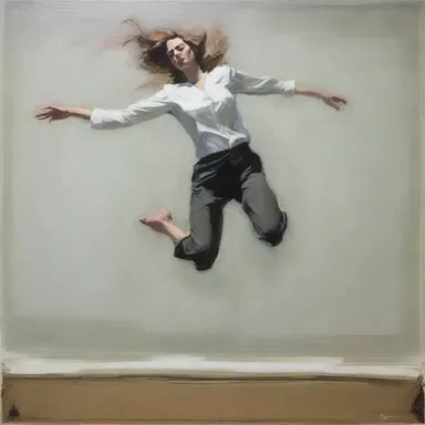 The artist created a series of paintings that depicted figures in mid-air, as if startled.