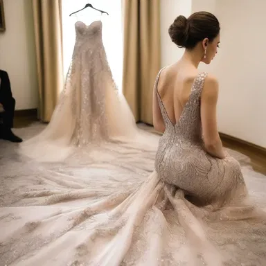 The designer carefully recounted the sequins on the gown to ensure the perfect placement.