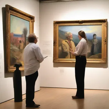 The art gallery curator recounted the story behind each painting to the fascinated audience.