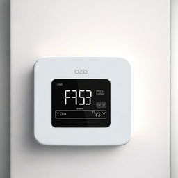 This image is a high-quality digital art depiction, featuring a Smart-Home-Thermostat attached to a white radiator