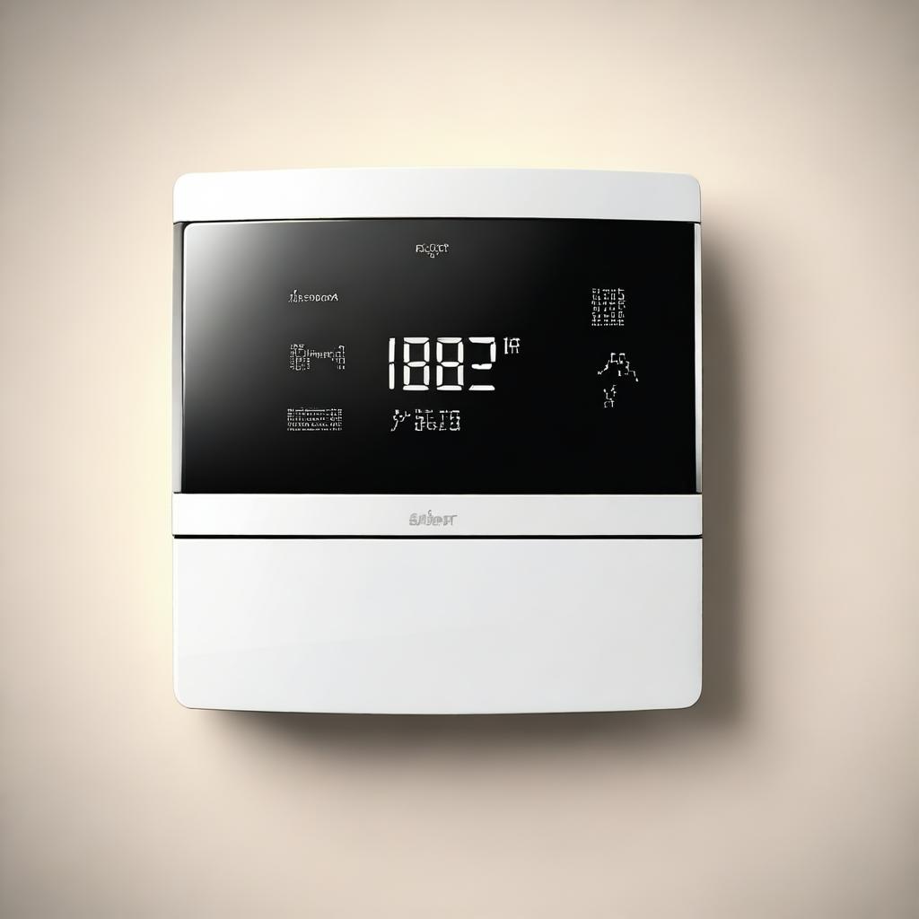 This is a high-quality digital art image, showcasing a smart home thermostat mounted on a radiator