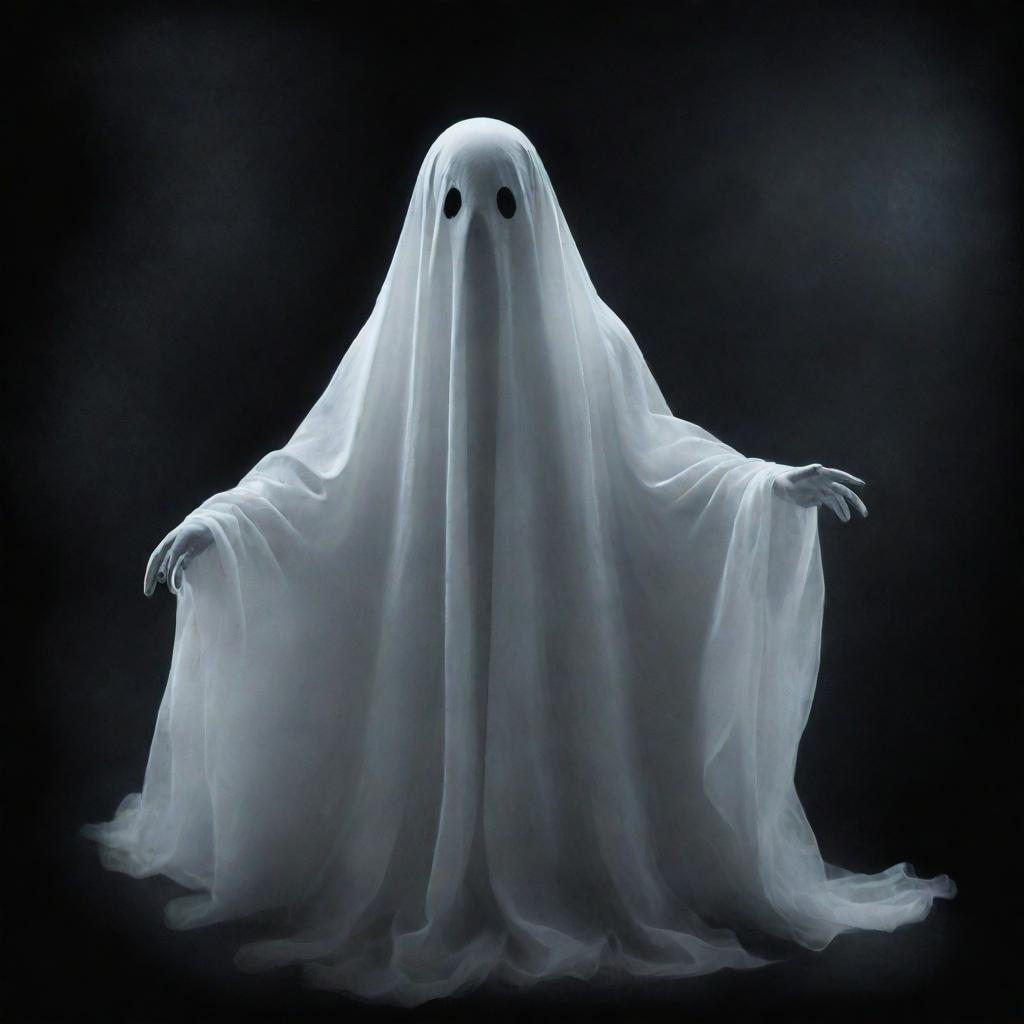 Transform the previous ghost image to capture a unique design, incorporating distinct, identifiable elements different from typical depictions of ghosts