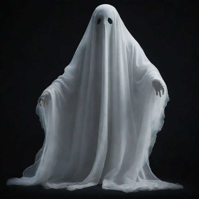 Transform the previous ghost image to capture a unique design, incorporating distinct, identifiable elements different from typical depictions of ghosts