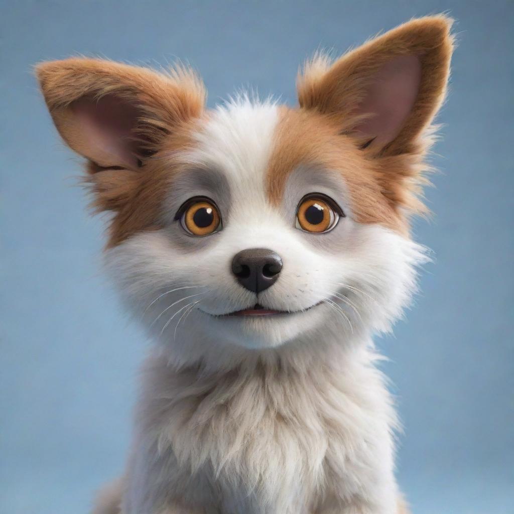 A charming dog in the Studio Ghibli animation style, with expressive eyes, fluffy fur, and a playful demeanor.