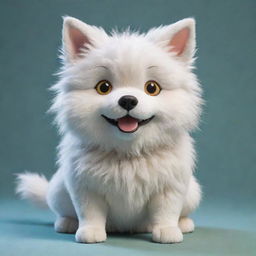 A charming dog in the Studio Ghibli animation style, with expressive eyes, fluffy fur, and a playful demeanor.