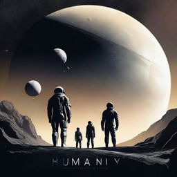 A high-quality digital art piece depicting a movie poster for a sci-fi film titled 'Humanity'