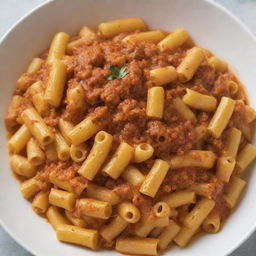 A delectable dish of macaroni generously slathered with lashings of rich, flavorful sauce