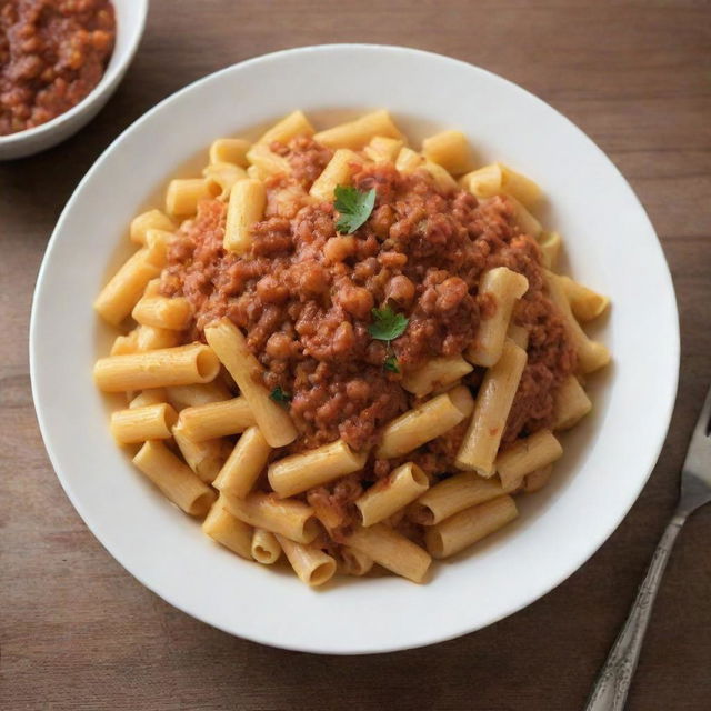 A delectable dish of macaroni generously slathered with lashings of rich, flavorful sauce