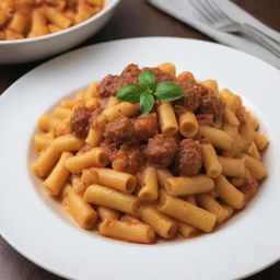 A delectable dish of macaroni generously slathered with lashings of rich, flavorful sauce