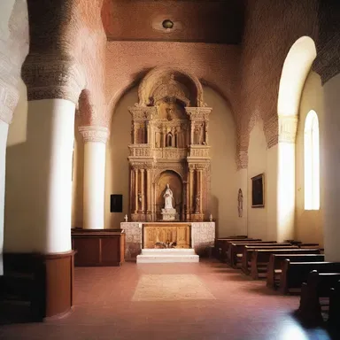 The caliche-topped altar in the church served as a sacred space for the religious congregation.
