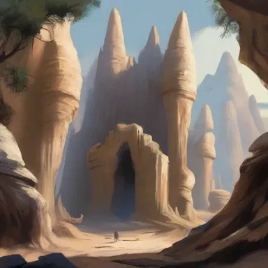 In the fantasy novel, the protagonist ventured into a hidden cave with walls of caliche-topped rock formations, uncovering a mystical realm.